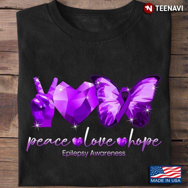 Peace Love Hope Epilepsy Awareness Butterfly
