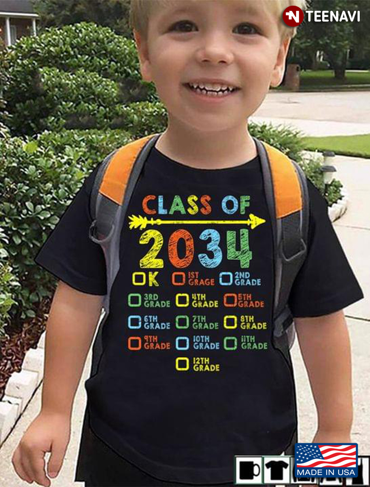 Class Of 2034 Colorful Checklist Grow With Me Graduation Back To School