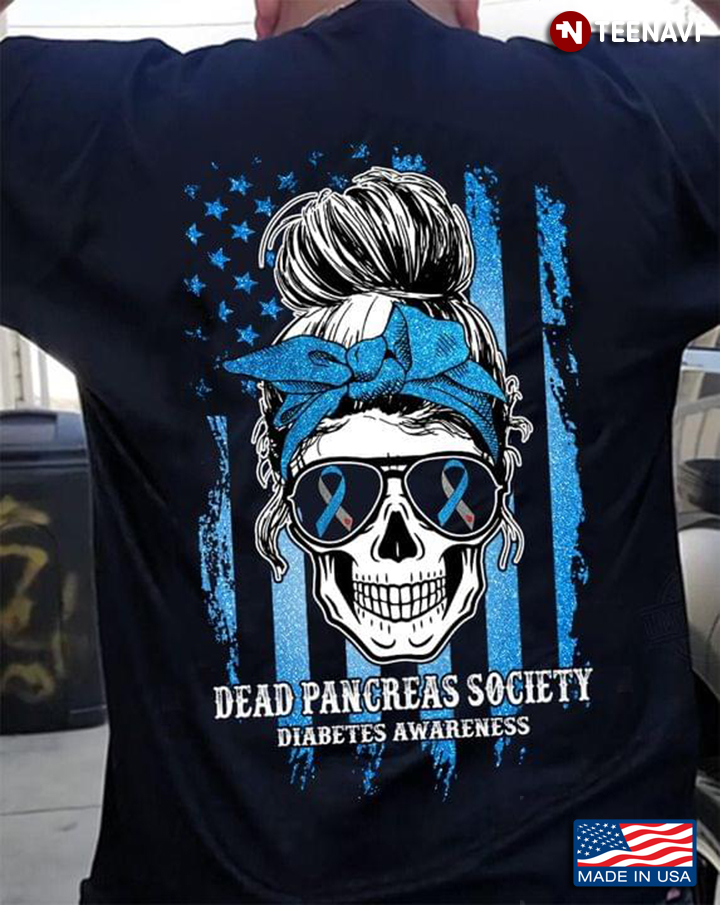 Dead Pancreas Society Diabetes Awareness Skull American Flag