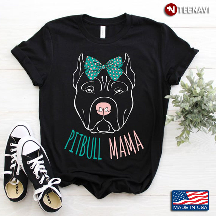 Pitbull Mama Pitbull With Headband Dog Lover For Mother's Day