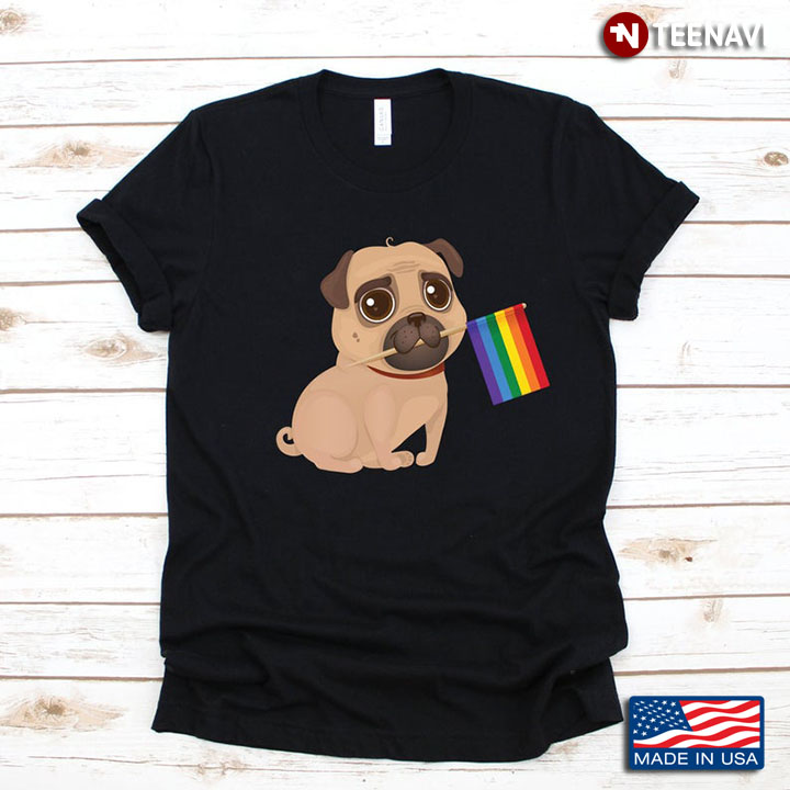 LGBT Pug With LGBT Flag Dog Lover
