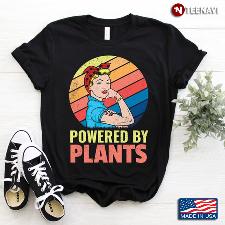 Vintage Powered By Plants Strong Woman