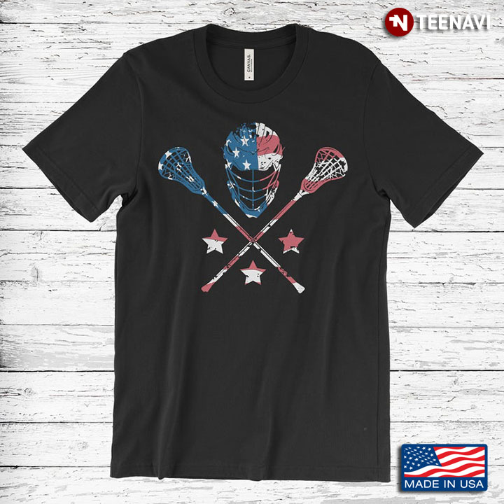 Lacrosse American Flag Lacrosse Sticks And Helmet For Lacrosse Lover