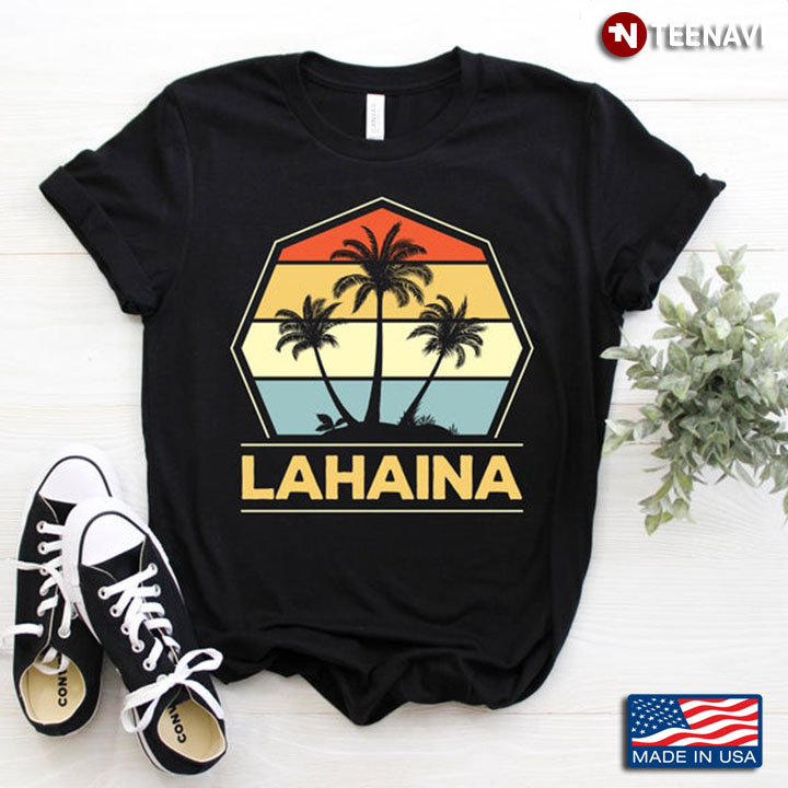 Vintage Lahaina Maui Hawaii Beach And Coconut Trees For Travel Lover