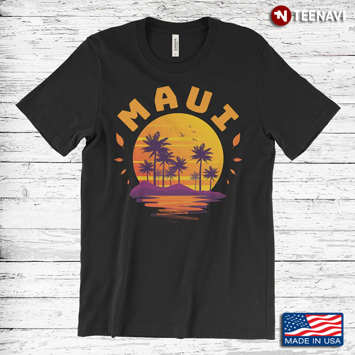 Vintage Maui Beach And Coconut Trees Hawaii For Travel Lover