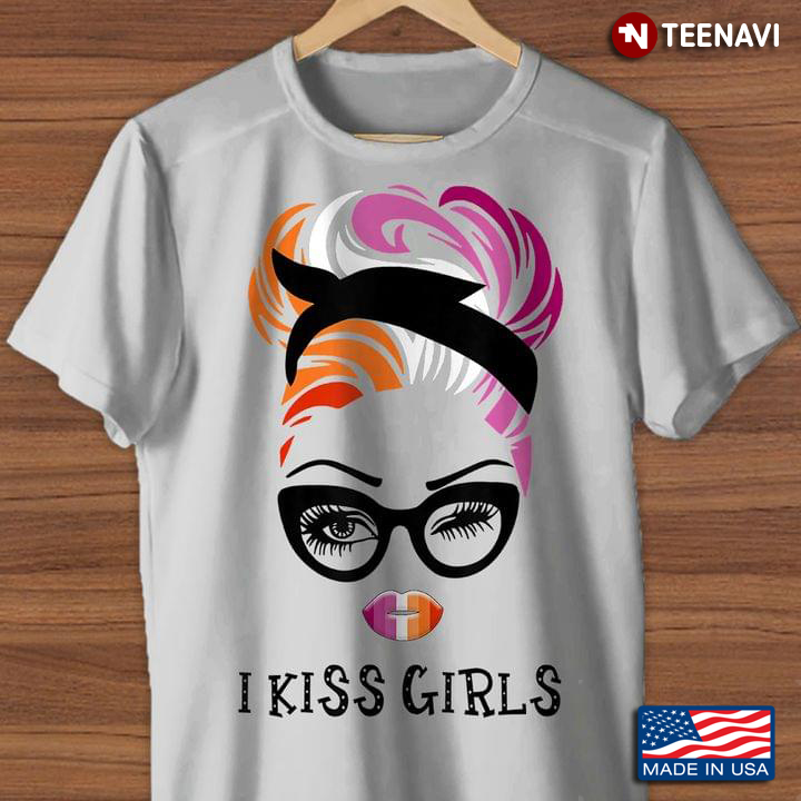 I Kiss Girls Pretty Girl With Headband And Glasses Funny Lesbian LGBT