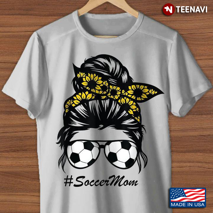 Soccer Mom Woman With Sunflower Headband And Soccer Ball Glasses For Mother's Day