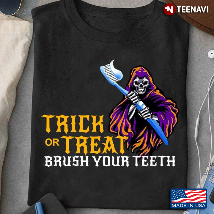 Trick Or Treat Brush Your Teeth Skeleton With Toothbrush For Halloween