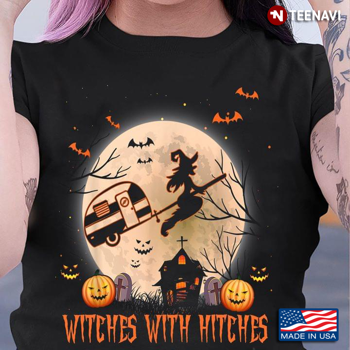 Witches With Hitches Pumpkins Night Moon For Halloween