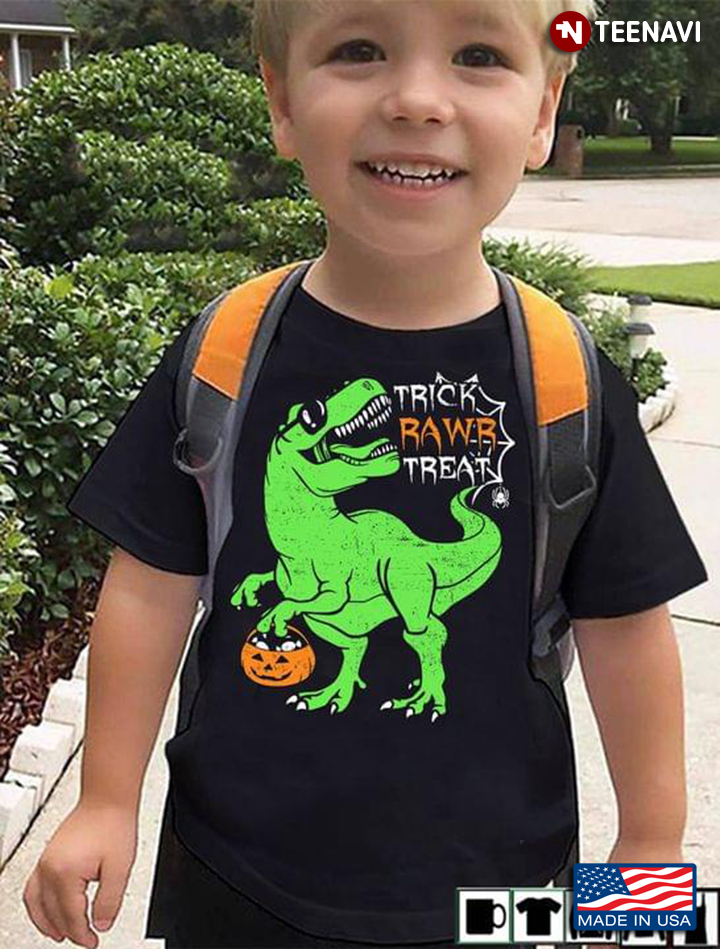 Trick Rawr Treat Funny Dinosaur And Pumpkin For Halloween