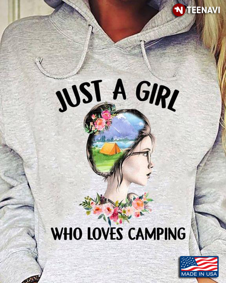 Just A Girl Who Loves Camping Pretty Girl With Tent In Head for Camp Lover