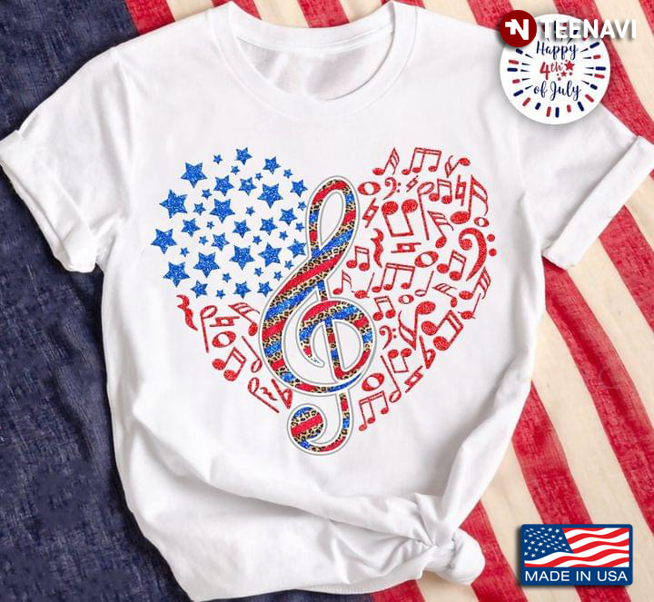 Music Notes American Flag Leopard for Music Lover