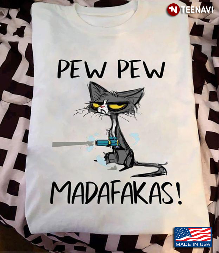 Grumpy Cat Pew Pew Madafakas Gun Shooting Cat