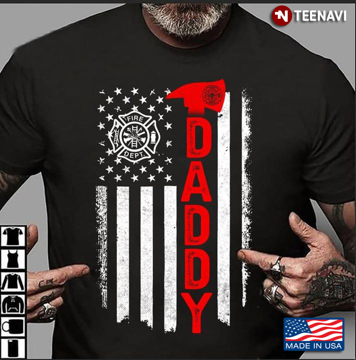 Daddy USA Flag Firefighter Thin Red Line Fireman