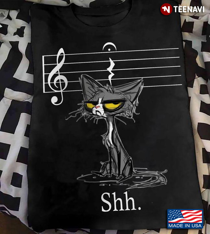 Black Cat Music Note Shh