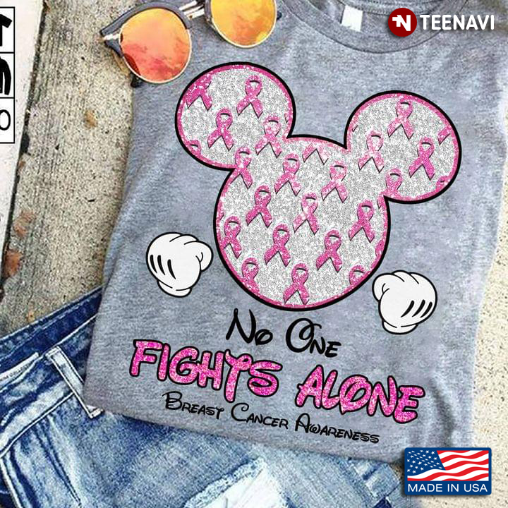 Disney Mickey Mouse No One Fights Alone Breast Cancer Awareness
