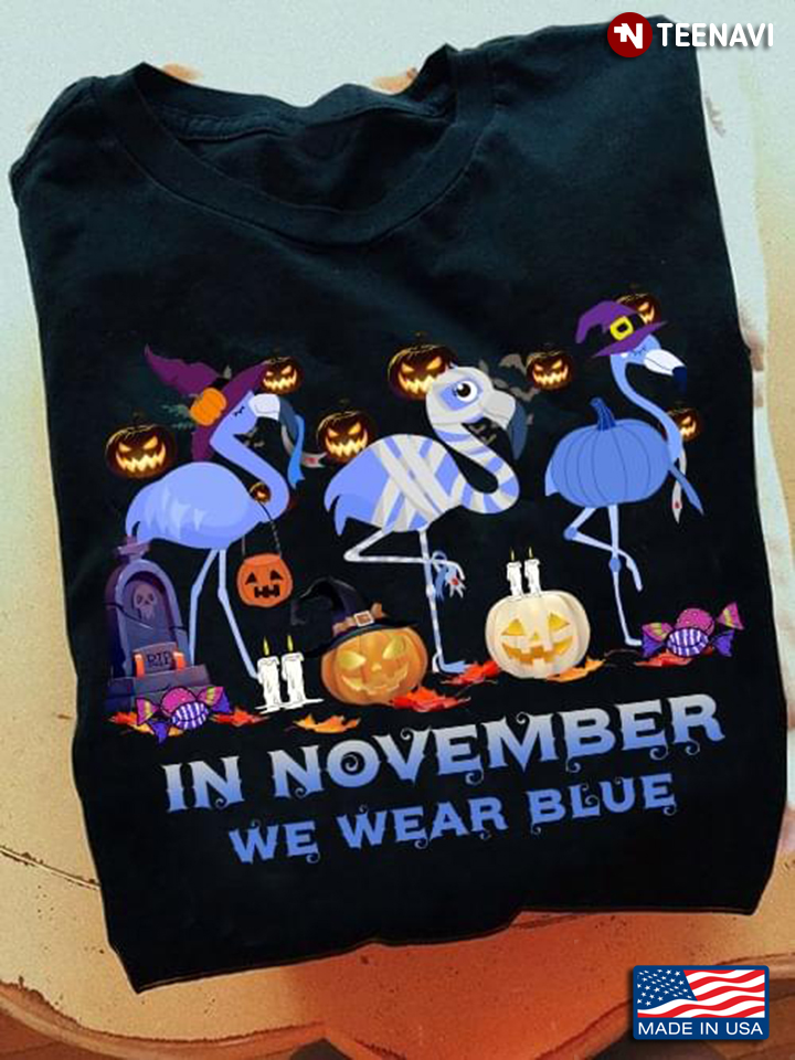 Blue Flamingos In November We Wear Blue Diabetes Awareness Blue Ribbon