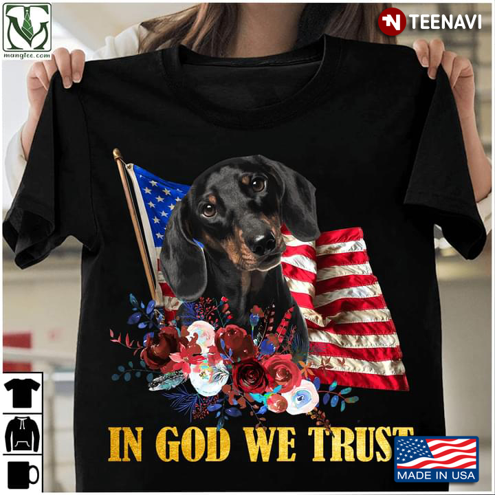 Dachshund In God We Trust American Flag