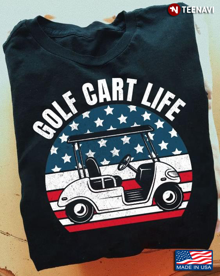 Golf Cart Life American Flag Golfer