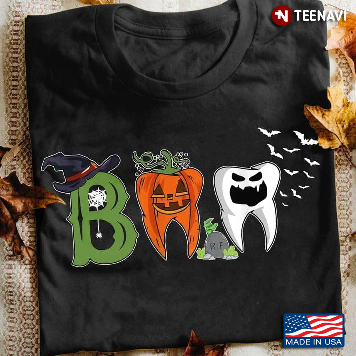Dental Halloween Pumpkin Ghost Witch Tooth Doctor Boo Boo T-Shirt
