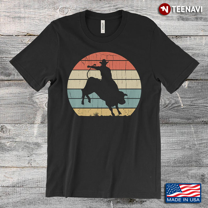 Bull Riding Rodeo Cowboy Western Country Retro Vintage