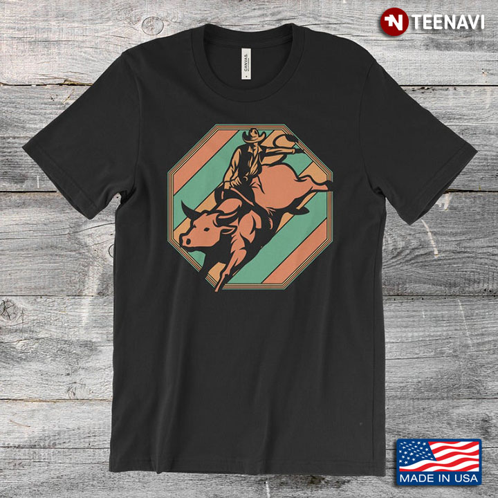 Cowboy Bull Riding Retro Vintage Rodeo Western Country