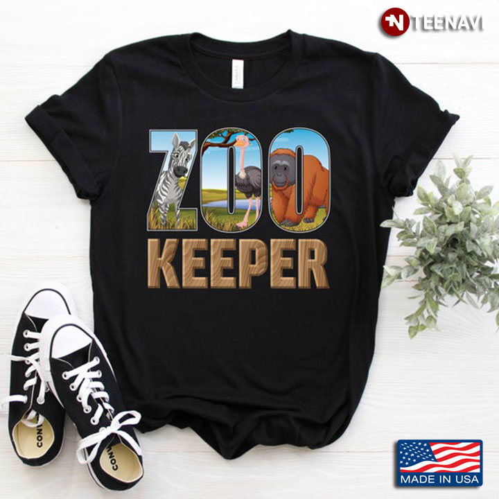 Zoo Keeper Wildlife Zebra Ostrich And Monkey Animal Lover