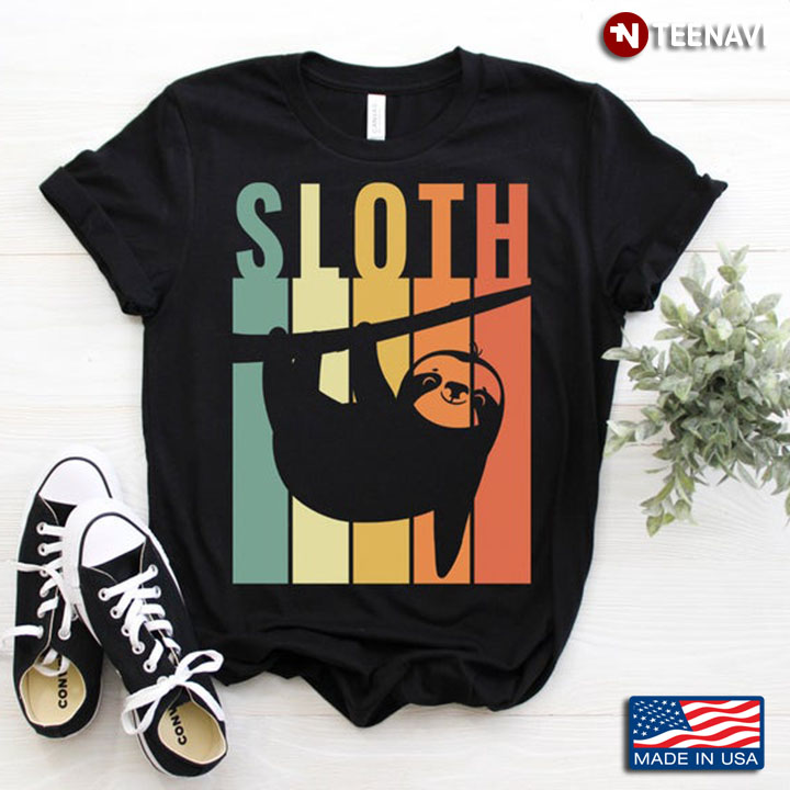 Vintage Sloth Funny Sloth With Tree