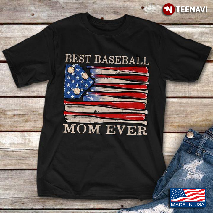 Best Baseball Best Mom Ever American Flag