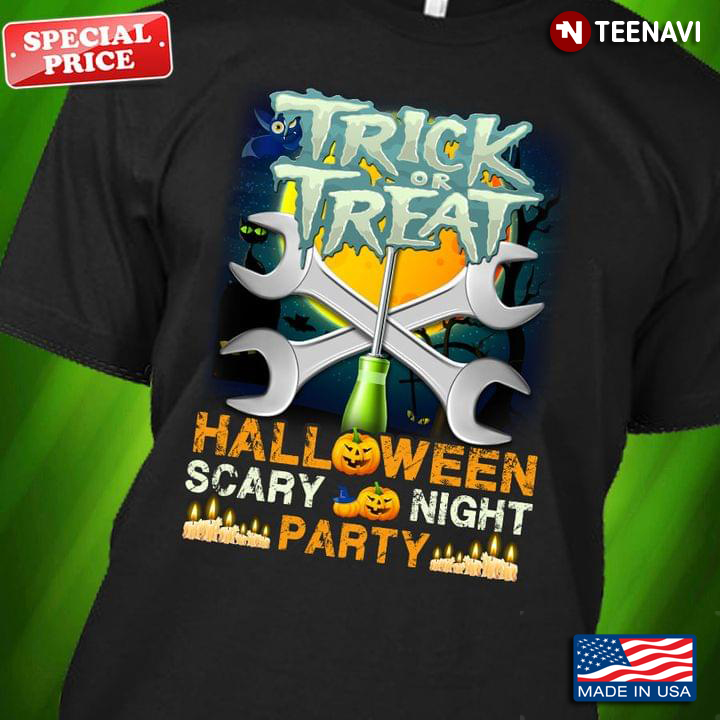 Trick Or Treat Mechanic Halloween Scary Night Party Evil Pumpkins