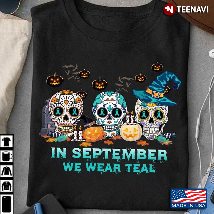 Sugar Skulls In September We Wear Teal Halloween Pcos Awareness