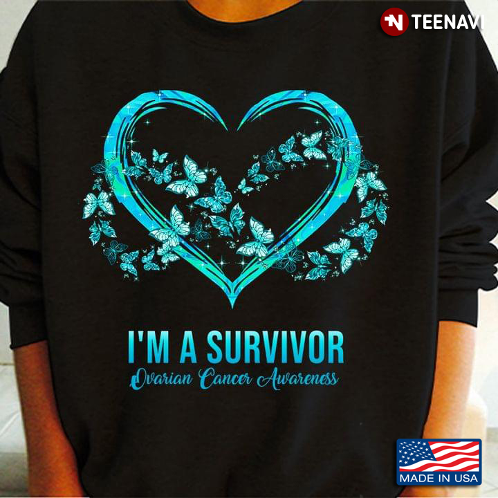 Teal Butterfly Heart I’m A Survivor Ovarian Cancer Awareness