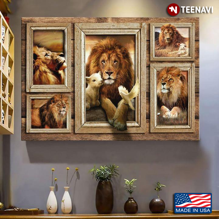 Vintage Picture Frames With Lion Lamb And Dove