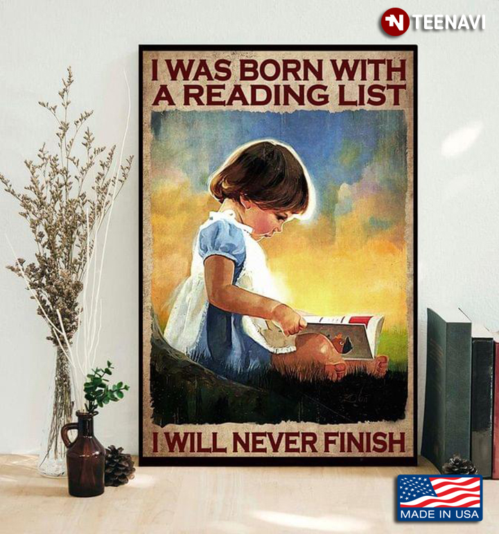 Vintage Little Girl Sitting Under Tree Reading Book I Was Born With A Reading List I Will Never Finish