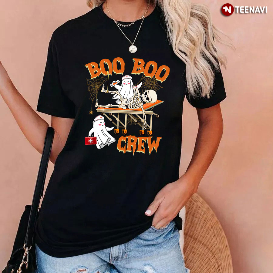 Boo Boo Crew Boo Nurse And Skeleton for Halloween T-Shirt