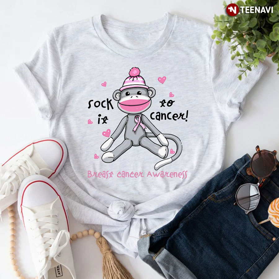 Sock It To Cancer Monkey Breast Cancer Awareness T-Shirt