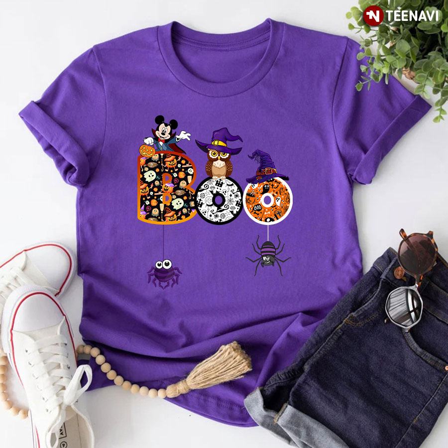 Boo Mickey Mouse Owl Witch Spiders And Jack O’ Lantern for Halloween T-Shirt