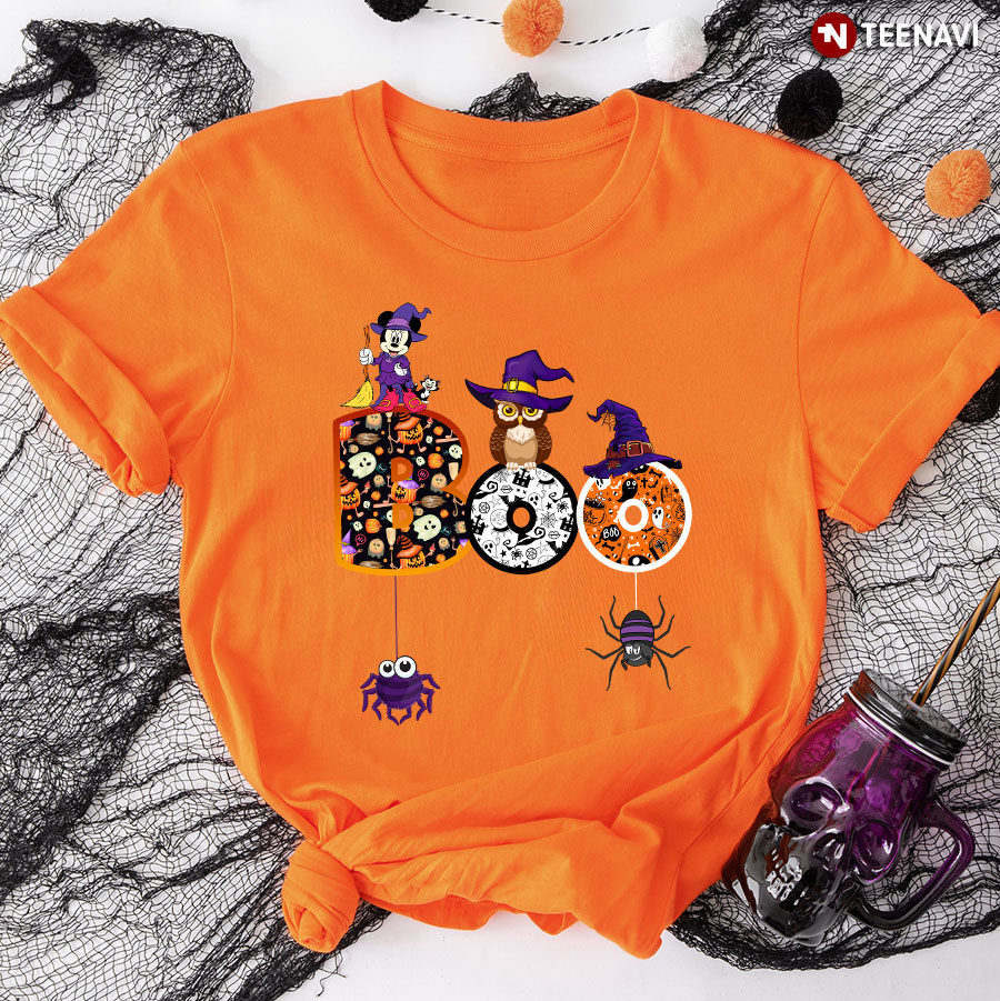 Boo Mickey Mouse Owl Witch Spiders And Jack O’ Lantern T-Shirt - Halloween Tee