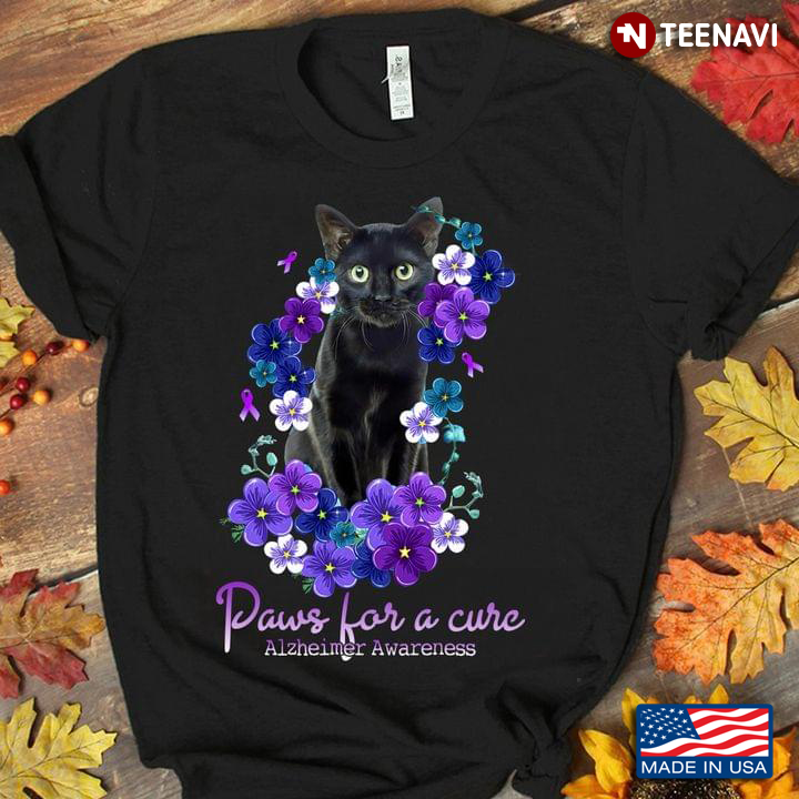Paws For A Cure Alzheimer Awareness Black Cat