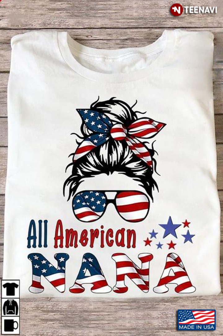 All American Nana Girl With Headband American Flag