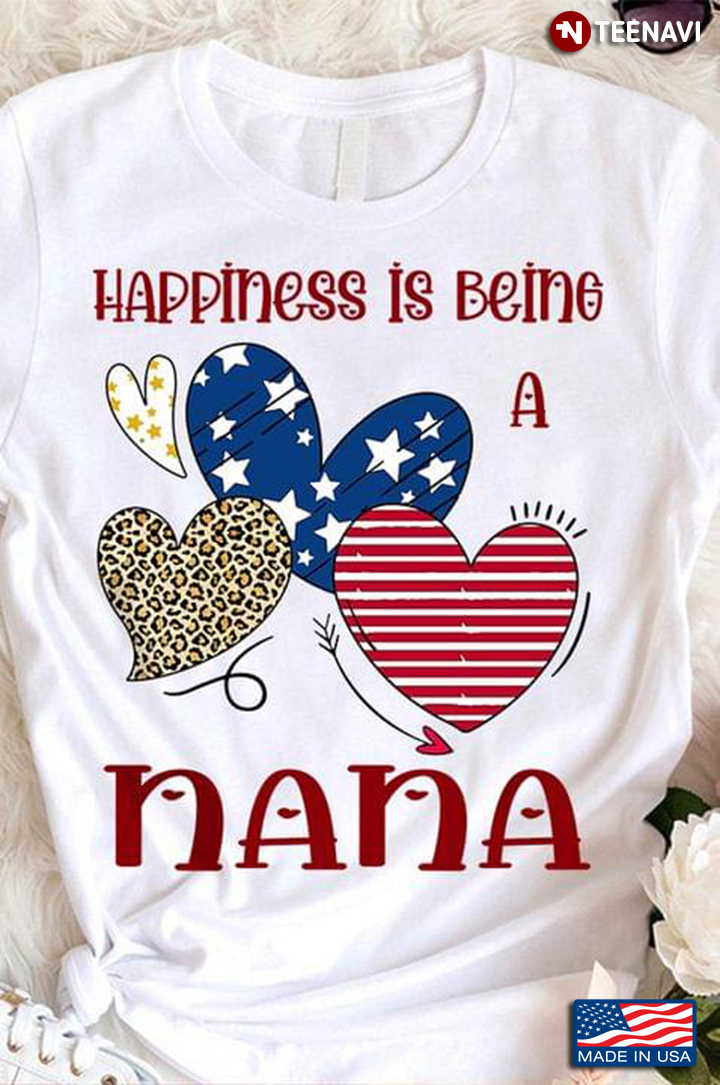 Happiness Is Peing A Nana American Flag Leopard