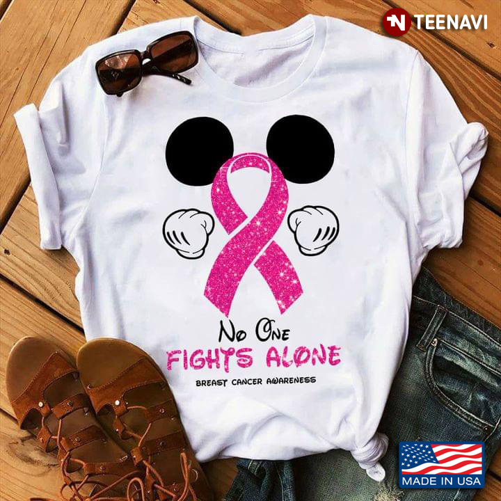 No One Fight ALone Breast Cancer Awareness Mickey