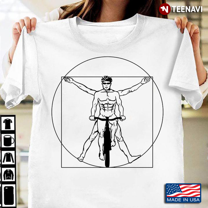 Funny Vitruvian Man Riding Bike For Vitruvian Lovers
