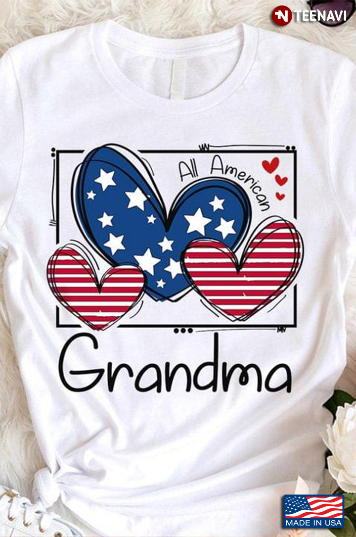 All American Grandma Love Hearts for Grandma