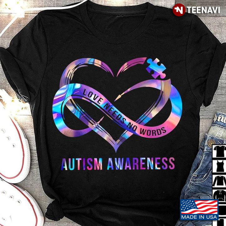 Heart Love and Puzzle Love Needs No Words Autism Awareness
