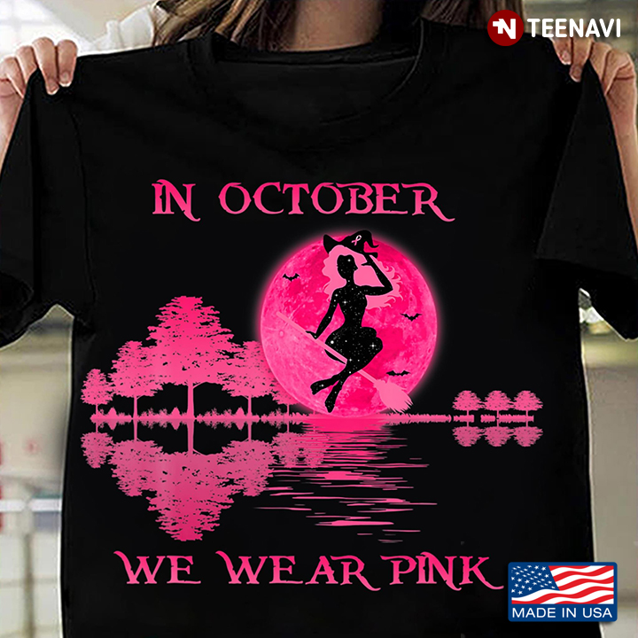 Beautiful Witch In October We Wear Pink Breast Cancer Awareness