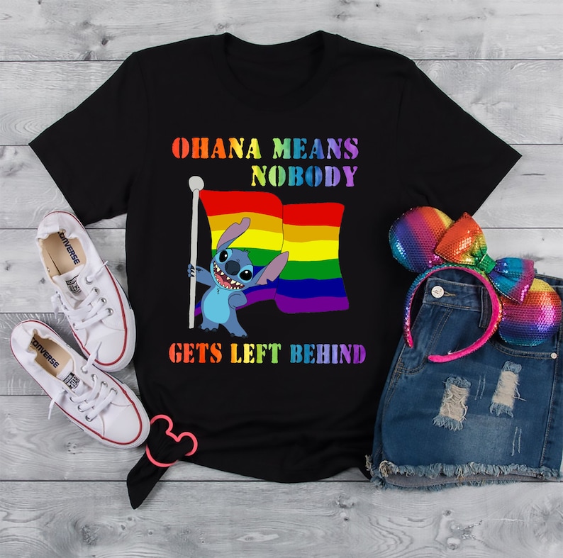 Stitch LGBT Flag Ohana Means Nobody Gets Left Behind