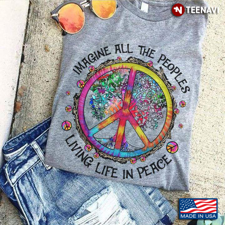 Imagine All The Peoples Living Life in Peace Tie Dye Hippie Sign