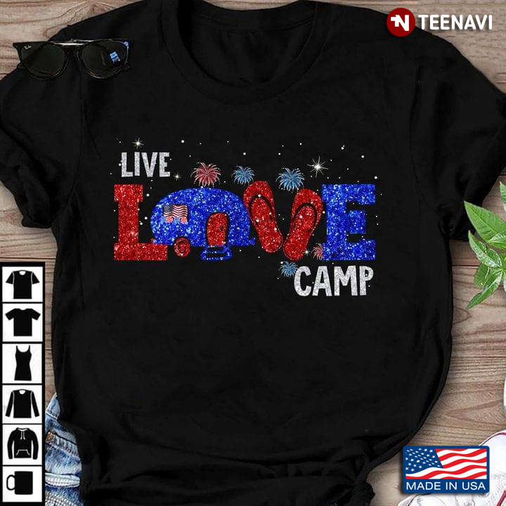 Live Love Camp Glitter for Patriotic Camping Lover