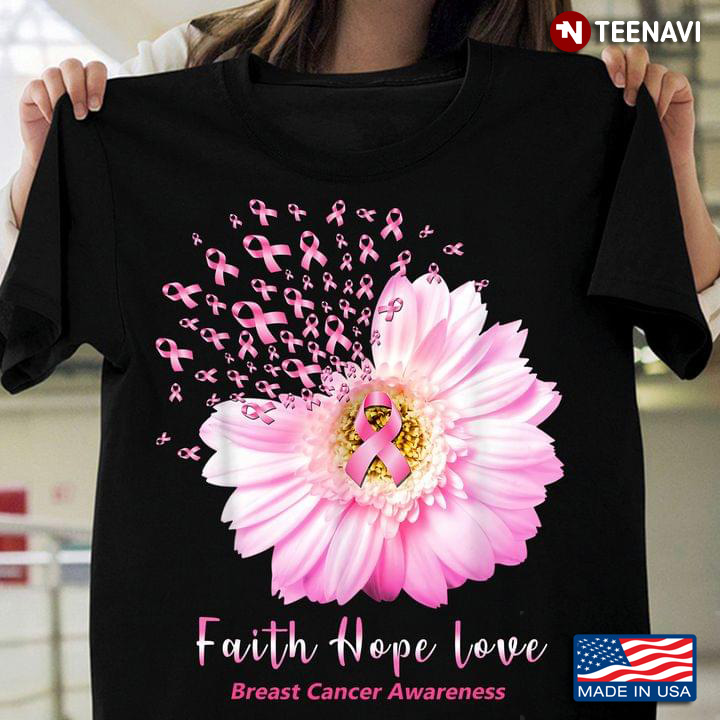 Pink Daisy Faith Hope Love Breast Cancer Awareness